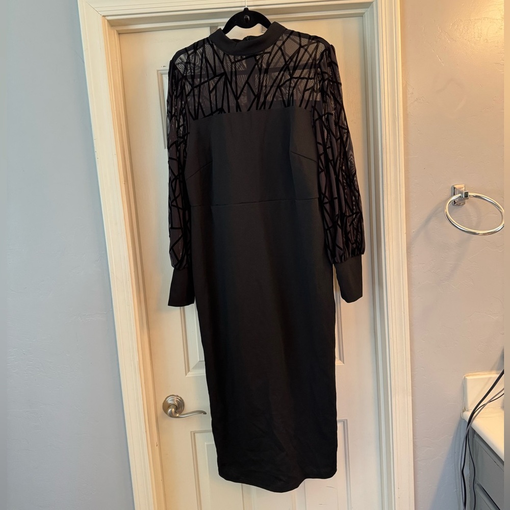 NWOT SHEIN Curve Modely Plus Contrast Mesh Bodycon Dress Long Evening Dresses